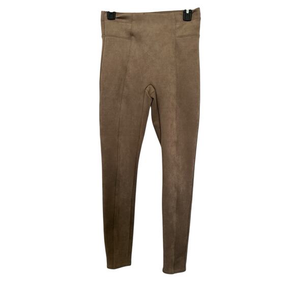 Spanx Legging Pants Women S Brown Faux Suede High Waisted Tummy Control - Picture 3 of 9